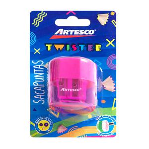 TAJADOR DOBLE DE PLÁSTICO ARTESCO TWISTER CON DEPÓSITO SURTIDO