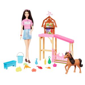 MUÑECA BARBIE SET CUIDADO DE PONYS CON RENEE