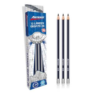 LÁPIZ 2B GRAFITO ARTESCO CON BORRADOR CAJA X 12 UND