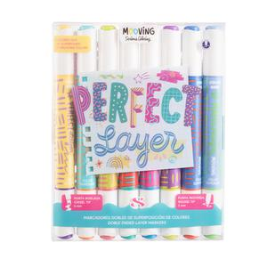 PLUMONES MOOVING DOBLE PUNTA SUPERPOSICIÓN X 8 UND