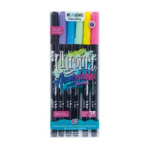 PLUMÓN DELGADO MOOVING CHROMA ACUARELABLE DOBLE PUNTA X 6 UND