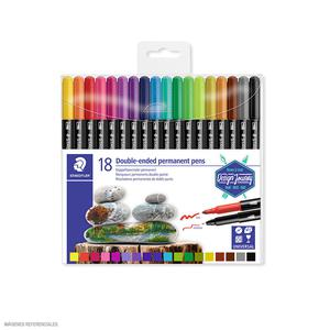 MARCADOR STAEDTLER PERMANENTE DOBLE PUNTA SET X 18 UND