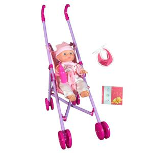 MUÑECA UNEEDA BEBÉ 30 CM SET CON COCHE DOLL BABY