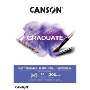 BLOCK CANSON A3 GRADUATE MIX MEDIA 200 GR 20 HOJAS