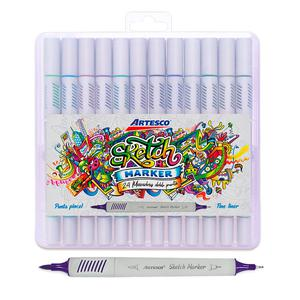 PLUMÓN DELGADO ARTESCO SKETCH MARKER DOBLE PUNTA X 24 UND