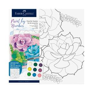 LIENZO FABER CASTELL PAINT BY NUMBER SUCULENTA + 9 ACUARELAS