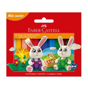 PLASTILINA X 12 JUMBO FABER-CASTELL ESTUCHE DE CARTON