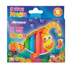 PLASTILINA JUMBO ARTESCO NEÓN X 10 UND