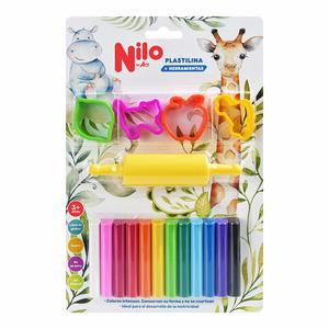 PLASTILINA NILO COLORES BÁSICOS X 12 UND + HERRAMIENTA