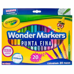 PLUMÓN LAVABLE DELGADO CRAYOLA WONDER MARKERS X 20 UND