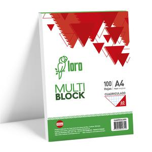 BLOCK CUADRICULADO LORO A4 100 HOJAS