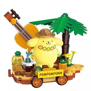 SET SANRIO ESCENA MUSICA EN LA PLAYA ARMABLE HELLO KITTY POMPOMPURIN