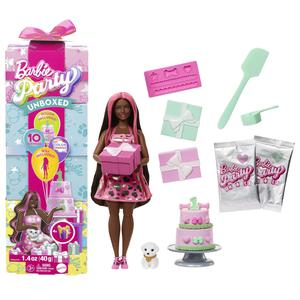 MUÑECA BARBIE UNBOXED FIESTA MASCOTAS VESTIDO ROSA