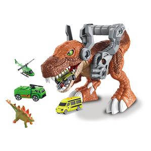 DINOSAURIO DE JUGUETE DINOSAUR IN THE CITY TYRANNOSAURUS REX MECANO + 4 VEHÍCULOS