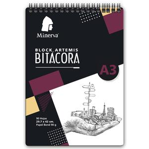 BLOCK ESPIRALADO MINERVA A3 BITÁCORA 90 HOJAS