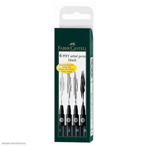 MARCADORES FABER CASTELL PITT ARTIST PENS NEGRO SET X 4 UND