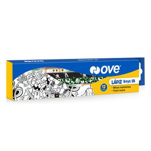 LÁPIZ 2B OVE BOYS CON BORRADOR CAJA X 12 UND