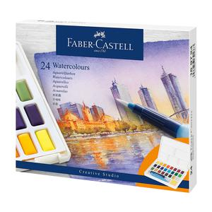 ACUARELA FABER CASTELL EN PASTILLAS SET X 24 UND + PINCEL