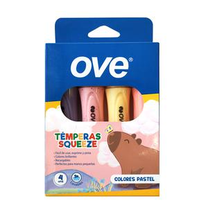TÉMPERA OVE SQUEEZE COLORES PASTELES X 4 UND