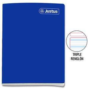 CUADERNO TRIPLE RENGLĂN CON SOMBRA DELUXE JUSTUS A4 AZUL 80 HOJAS