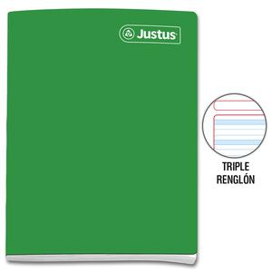 CUADERNO TRIPLE RENGLĂN CON SOMBRA DELUXE JUSTUS A4 VERDE 80 HOJAS