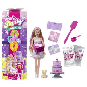 MUÑECA BARBIE UNBOXED FIESTA MASCOTAS VESTIDO LILA