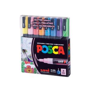 MARCADORES POSCA ESTUCHE GLITTER 3ML X 8 UND
