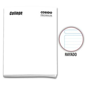 CUADERNO RAYADO DELUXE COLLEGE COSIDO BLANCO 80 HOJAS