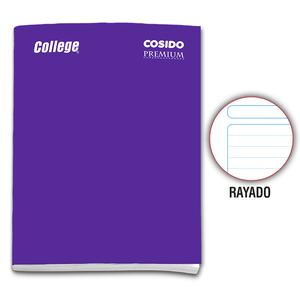 CUADERNO RAYADO DELUXE COLLEGE COSIDO MORADO 80 HOJAS