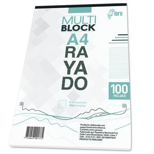 BLOCK RAYADO LORO A4 100 HOJAS