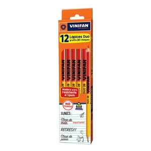 LÁPIZ 2B DÚO VINIFAN GRAFITO/CHEQUEO CAJA X 12 UND