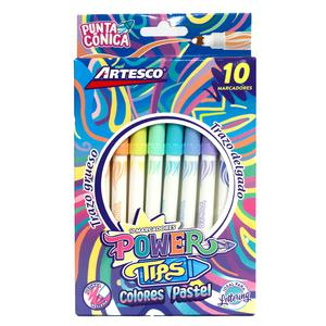PLUMÓN ARTESCO POWER TIPS COLORES PASTEL X 10 UNIDADES