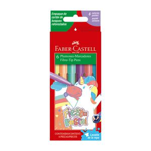PLUMÓN DELGADO FABER CASTELL FIESTA 45 PASTEL X 6 UND
