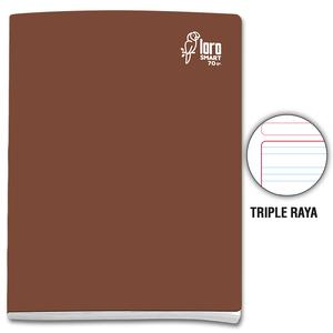 CUADERNO TRIPLE RAYA DELUXE LORO A4 MARRÓN 80 HOJAS