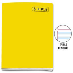 CUADERNO TRIPLE RENGLÓN CON SOMBRA DELUXE JUSTUS A4 AMARILLO 80 HOJAS