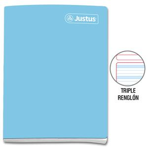 CUADERNO TRIPLE RENGLĂN CON SOMBRA DELUXE JUSTUS A4 CELESTE 80 HOJAS
