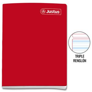 CUADERNO TRIPLE RENGLĂN CON SOMBRA DELUXE JUSTUS A4 ROJO 80 HOJAS