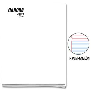 CUADERNO TRIPLE RENGLÓN CON SOMBRA DELUXE COLLEGE A4 BLANCO 100 HOJAS