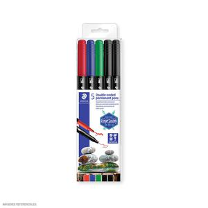 MARCADOR STAEDTLER PERMANENTE DOBLE PUNTA SET X 5 UND