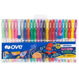 BOLÍGRAFOS ESCARCHADOS OVE X 24 COLORES