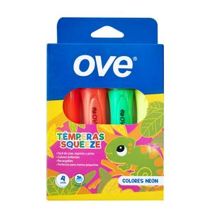 TÉMPERA OVE SQUEEZE COLORES NEÓN X 4 UND