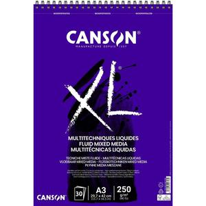 BLOCK XL CANSON A3 ESPIRAL FLUID MIX MEDIA 250 GR 30 HOJAS