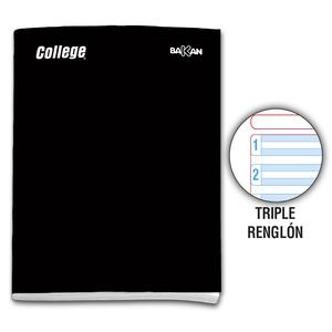 CUADERNO TRIPLE RENGLĂN DELUXE COLLEGE BAKAN A4 NEGRO 80 HOJAS