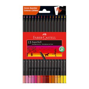 COLORES LARGOS FABER CASTELL SUPERSOFT CÁLIDOS X 15 UND