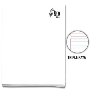 CUADERNO TRIPLE RAYA DELUXE LORO A4 BLANCO 80 HOJAS