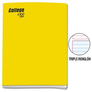 CUADERNO TRIPLE RENGLÓN CON SOMBRA DELUXE COLLEGE A4 AMARILLO 100 HOJAS