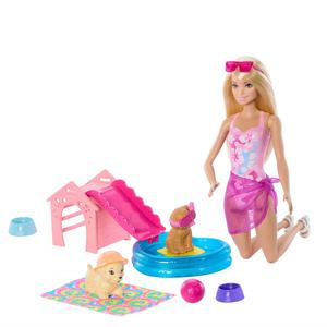 SET MUÑECA BARBIE FIESTA EN LA PISCINA CON PERRITOS