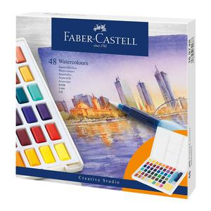ACUARELA FABER CASTELL EN PASTILLAS SET X 48 UND + PINCEL