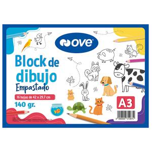 BLOCK DE DIBUJO EMPASTADO OVE A3 42 X 29.7 CM 16 HOJAS