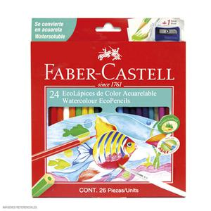 COLORES LARGOS ACUARELABLES FABER CASTELL HEXAGONAL X 24 UND